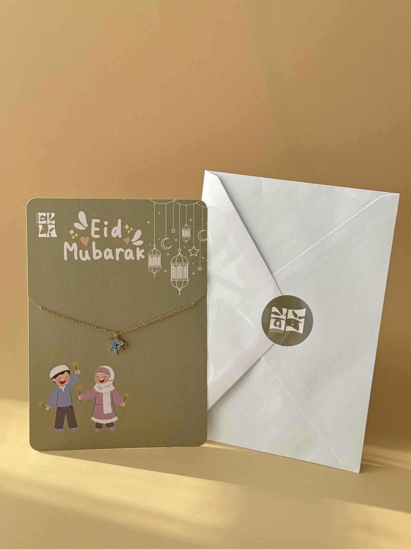 [ ENFANT ] Collier acier inoxydable au choix & carte Eid Mubarak